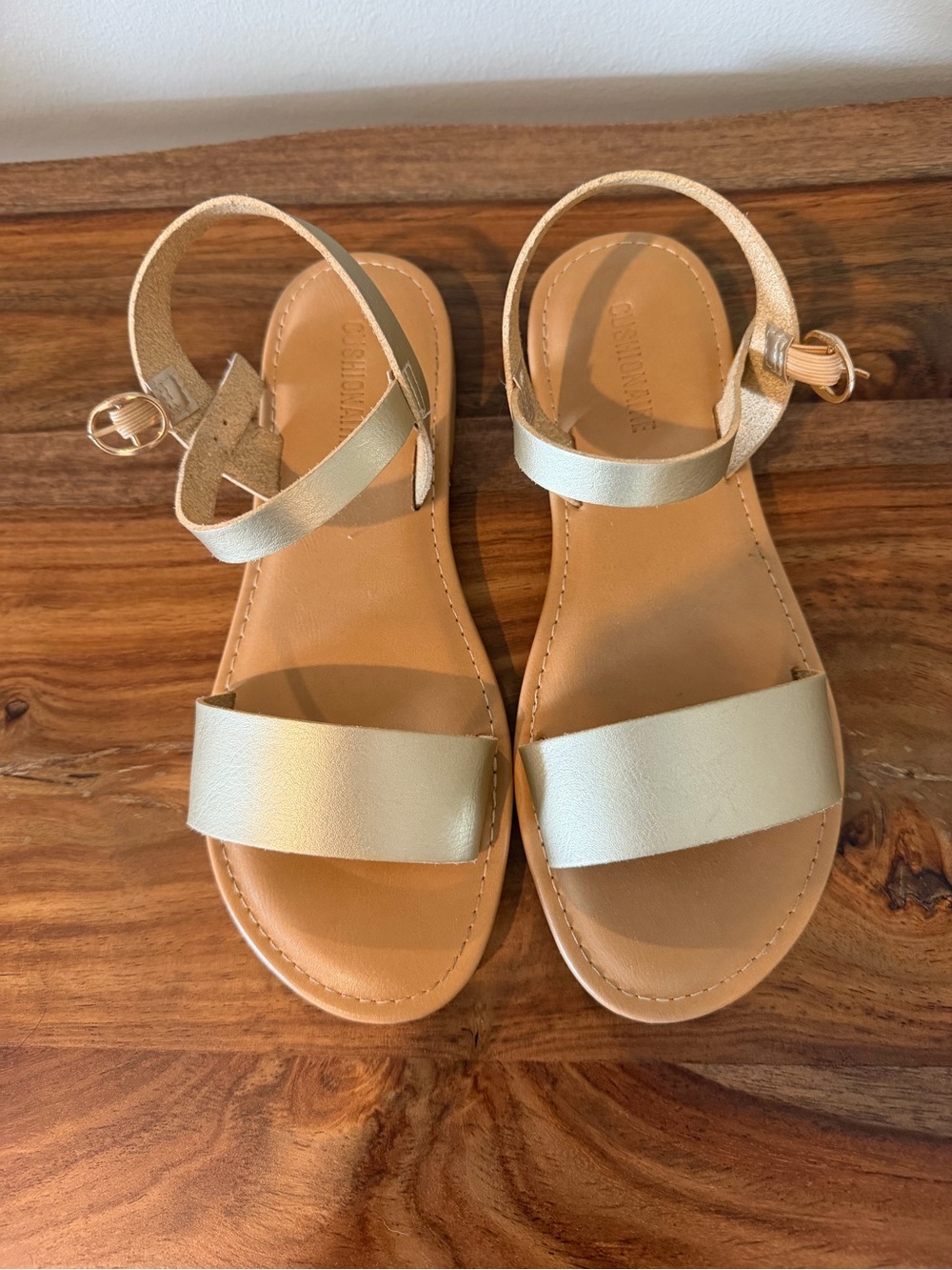 Metallic Gold Ankle-Strap Women's Sandals